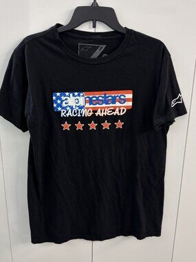 Alpine Stars Men's Black Sleeve Short Graphic Shirt Size Medium